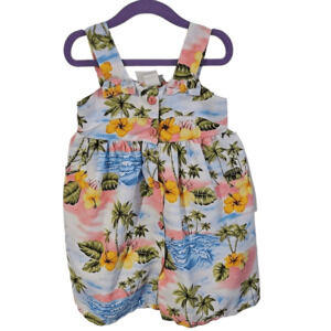 Handmade by Mamaz Design Kid's 3T Square Neck Hawaiian Dress Multicolor Tropical